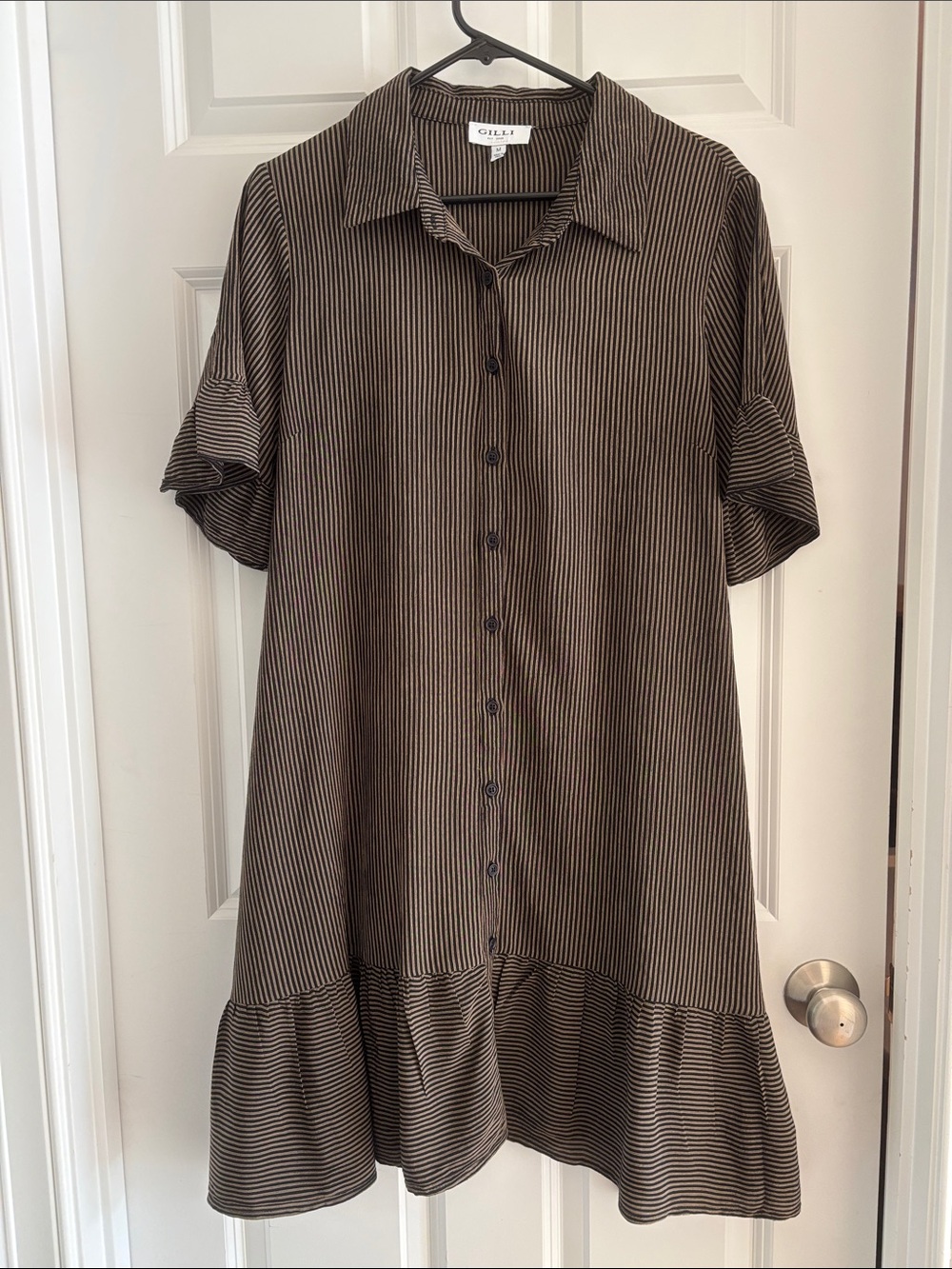 Gilli Brown and Black Striped Button-Front Dress